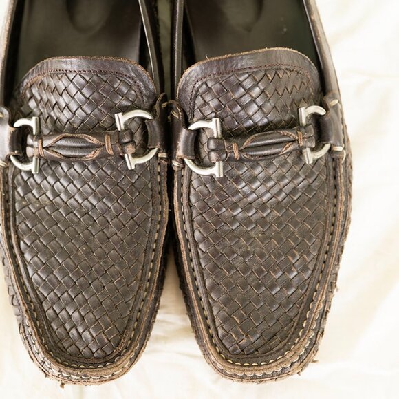 Salvatore Ferragamo Parigi Brown Woven Leather Bit Loafers Mens 8.5 D Shoes main image 7
